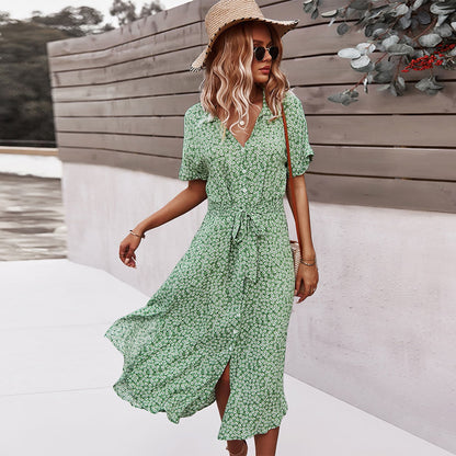 Floral Dress With Elegant Temperament And Long Skirt Limorista