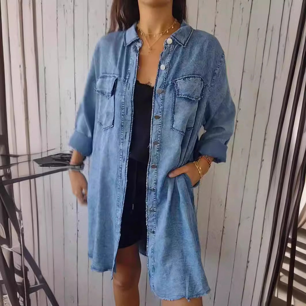 Jean-like Cloth Casual Long Shirt Coat Limorista