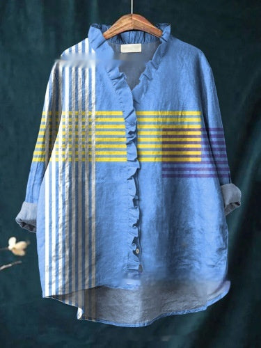 Loose Print Crew Neck Casual Plus Size Women&