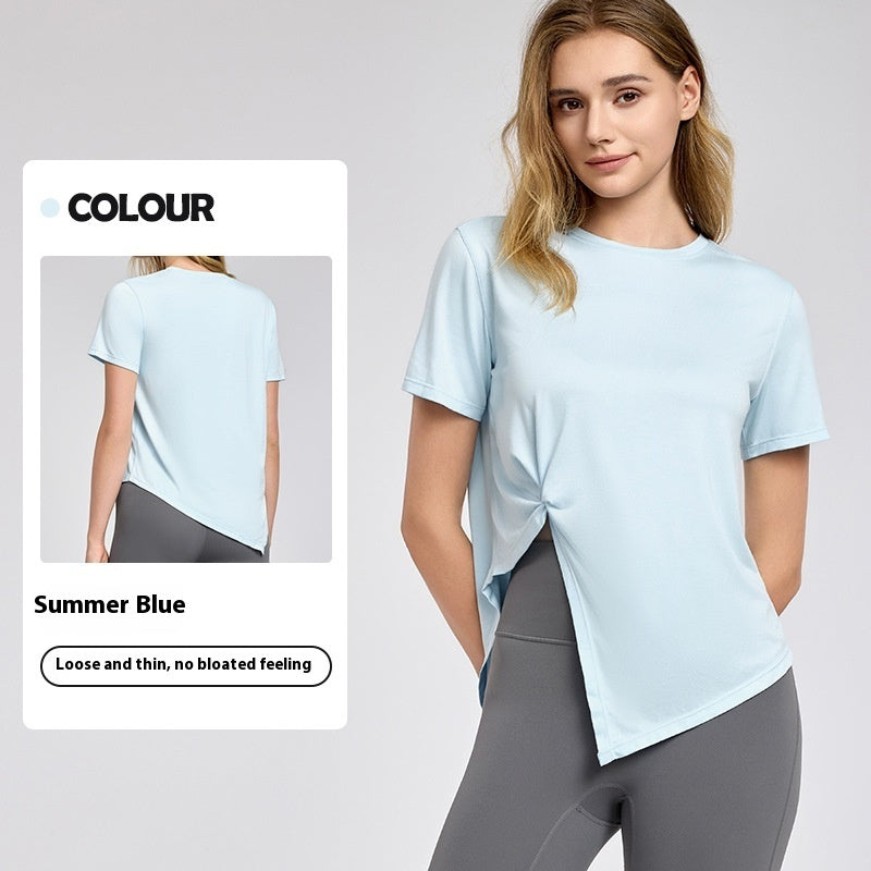 New Yoga Wear Short Sleeve Split Breathable Exercise Top Limorista
