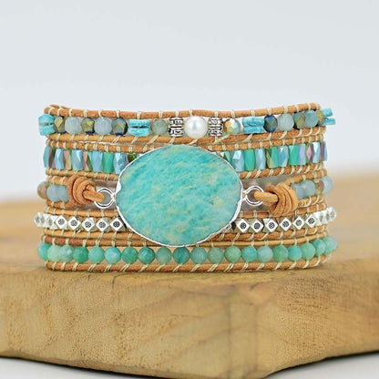 Cut Angle Tianhe Stone Cowhide Woven Bracelet Limorista