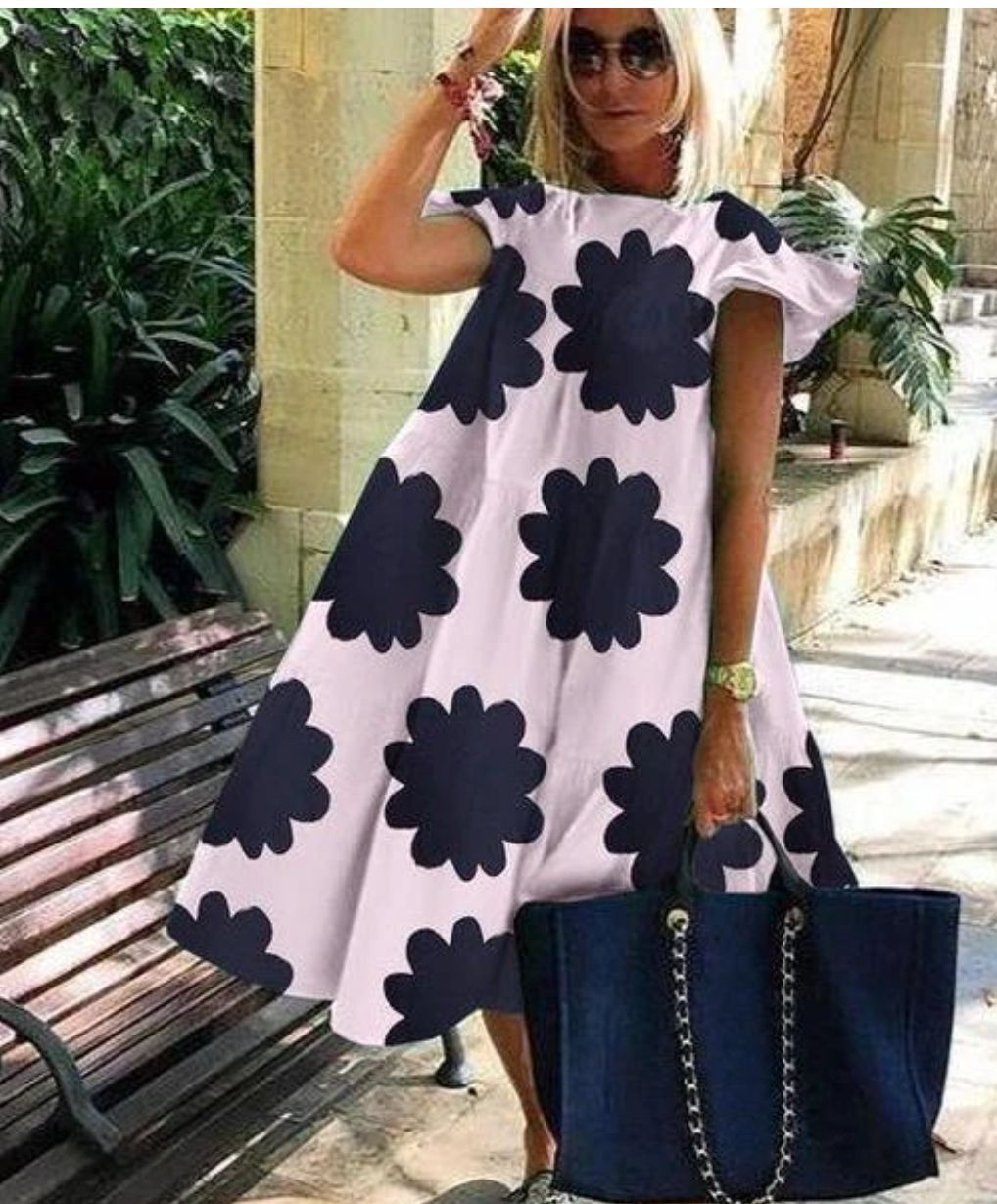 Foreign Trade Cross-border Sweet Holiday Floral Print A- Line Dress Limorista
