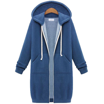 Hooded Long Sleeve Sweater Fleece Long Jacket Limorista