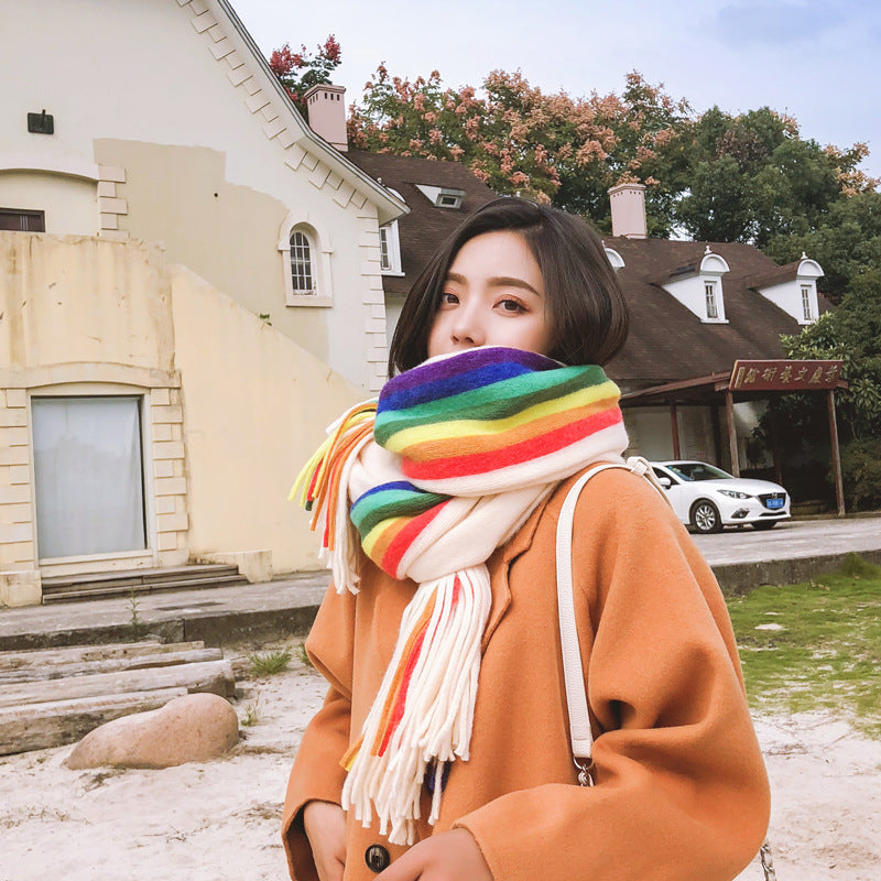 Rainbow Double Sided Scarf Women&