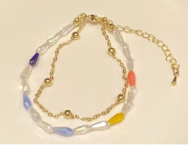 New Color Crystal String Beads Double Layer Twin Bracelet Limorista