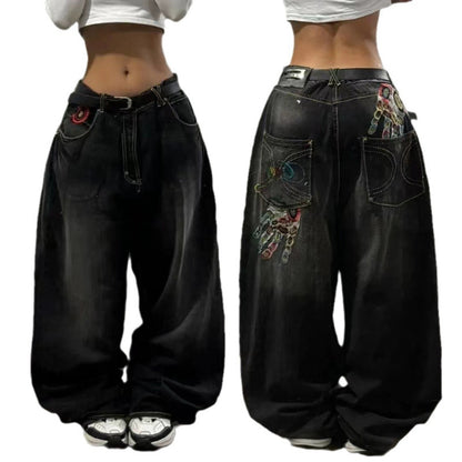 American Retro Couple Wide Leg Jeans Limorista