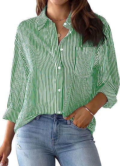 Striped Loose Casual Long Sleeves Shirt For Women Limorista