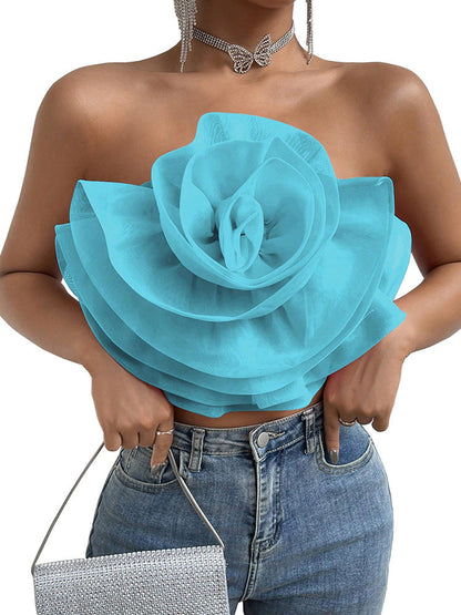 Three-dimensional Organza Flower Small Sling Chest-wrapped Vest Limorista
