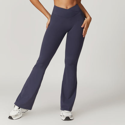 Hip Lifting Yoga Bell-bottom Pants Nude Feel Cross High Waist Limorista