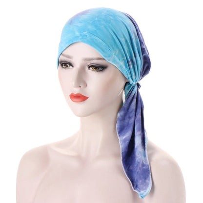 Curved Tail Turban Hat Flower Cloth Pullover Limorista