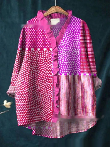 Loose Print Crew Neck Casual Plus Size Women&