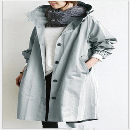 Women Windbreaker Jacket Casual Loose Button Pockets Hooded Quick Dry Windproof Waterproof Clothes For Outdoor Hiking Camping Limorista