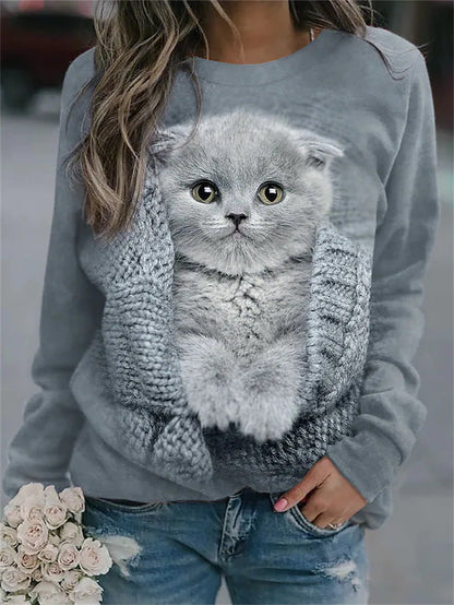 Fashion Loose Print Round Neck Sweater Limorista