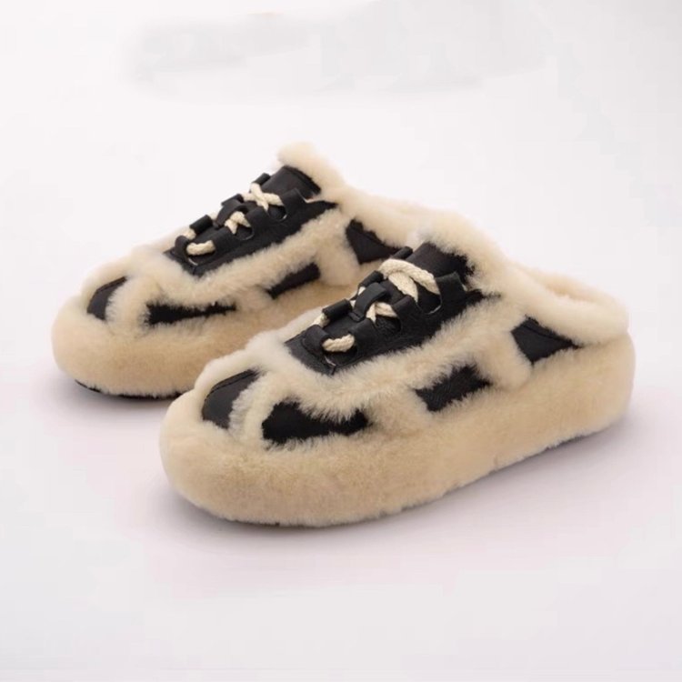 Outerwear Lamb Wool Thick Sole Half Slippers Women Limorista