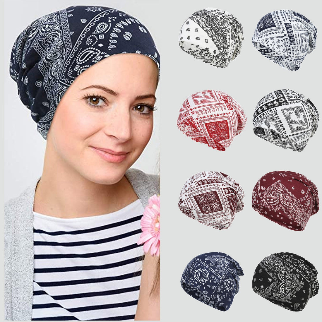New Warm Couples Pullover Print Bandana Hat Limorista