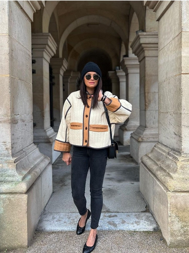 Fall Winter Fashion Contrast Color Women&