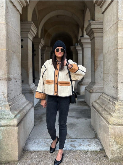 Fall Winter Fashion Contrast Color Women&
