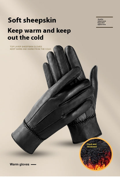 Genuine Leather Gloves For Men Women Fleece Lined Padded Warm Keeping Sheepskin Gloves Limorista