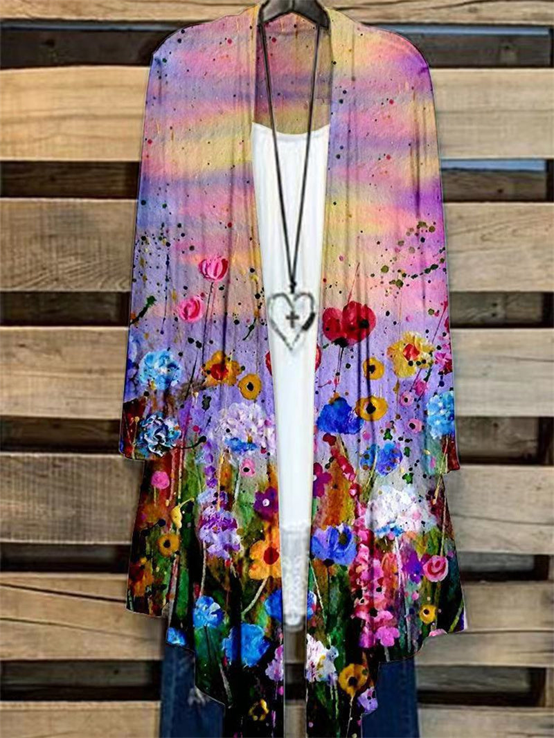 Kvinders Farve Oliemaleri Casual Cardigan Limorista