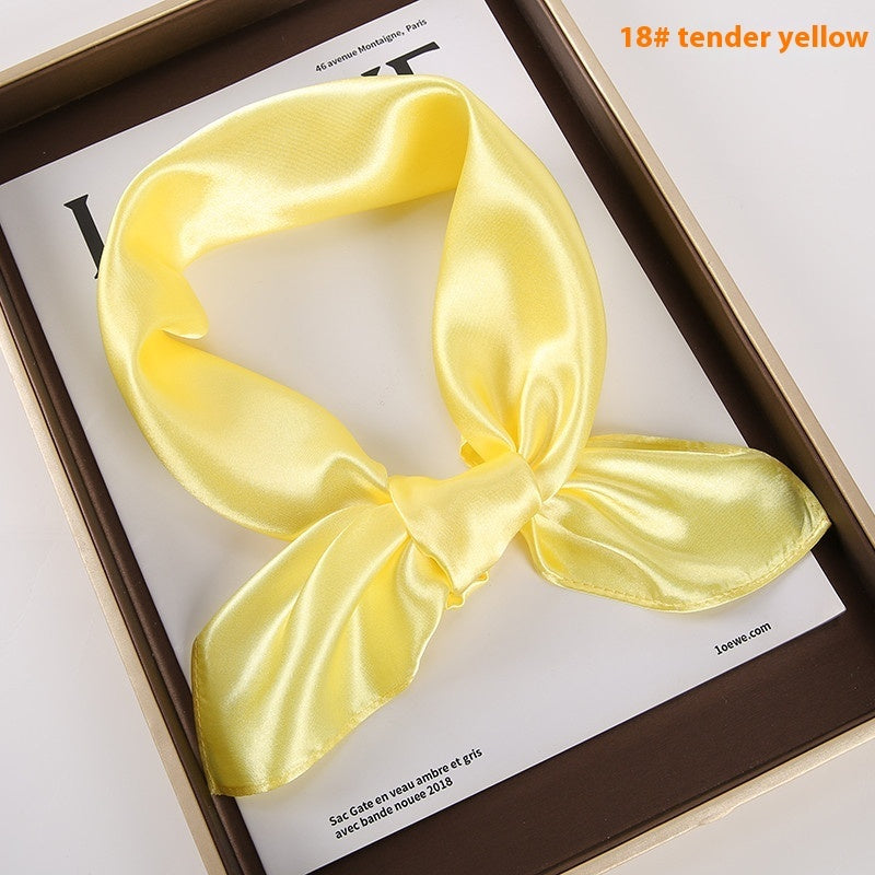 Solid Color Square Scarf Artificial Silk Small Square Towel Limorista