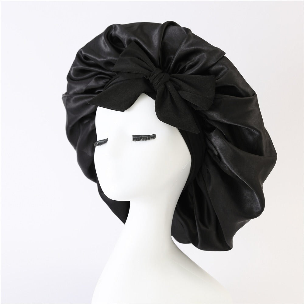 Satin Ribbon Round Bow Elastic Nightcap Limorista
