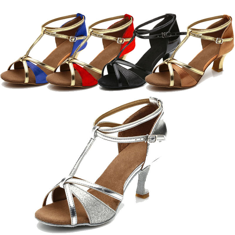Latin Dance Shoes Ladies Soft-Soled Mid-High Heel Ballroom Dance Shoes Limorista
