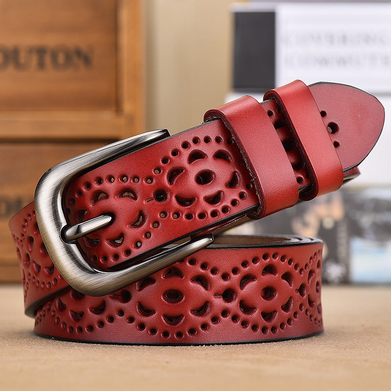 Ladies Hollow Pin Buckle Punch Free Belt Limorista
