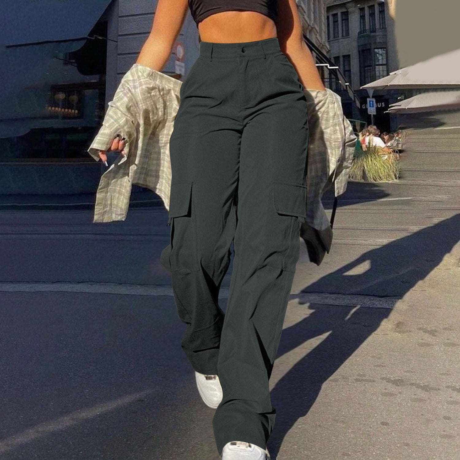 Multi-Pocket Workwear Straight-leg Trousers Limorista