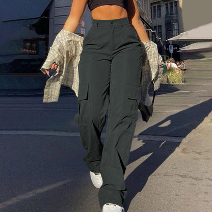 Multi-Pocket Workwear Straight-leg Trousers Limorista