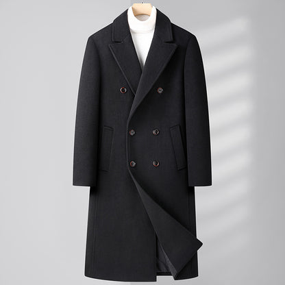 Autumn And Winter Woolen Coat Overknee Long Double Breasted Oblique Pocket Limorista