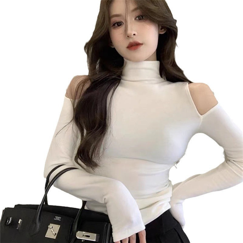 Half Turtleneck Bottoming Shirt Off-the-shoulder Hollow-out Inner Wear Limorista