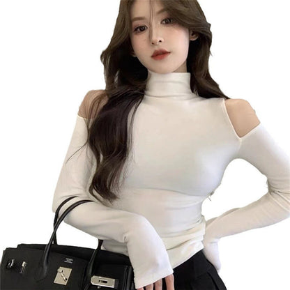 Half Turtleneck Bottoming Shirt Off-the-shoulder Hollow-out Inner Wear Limorista