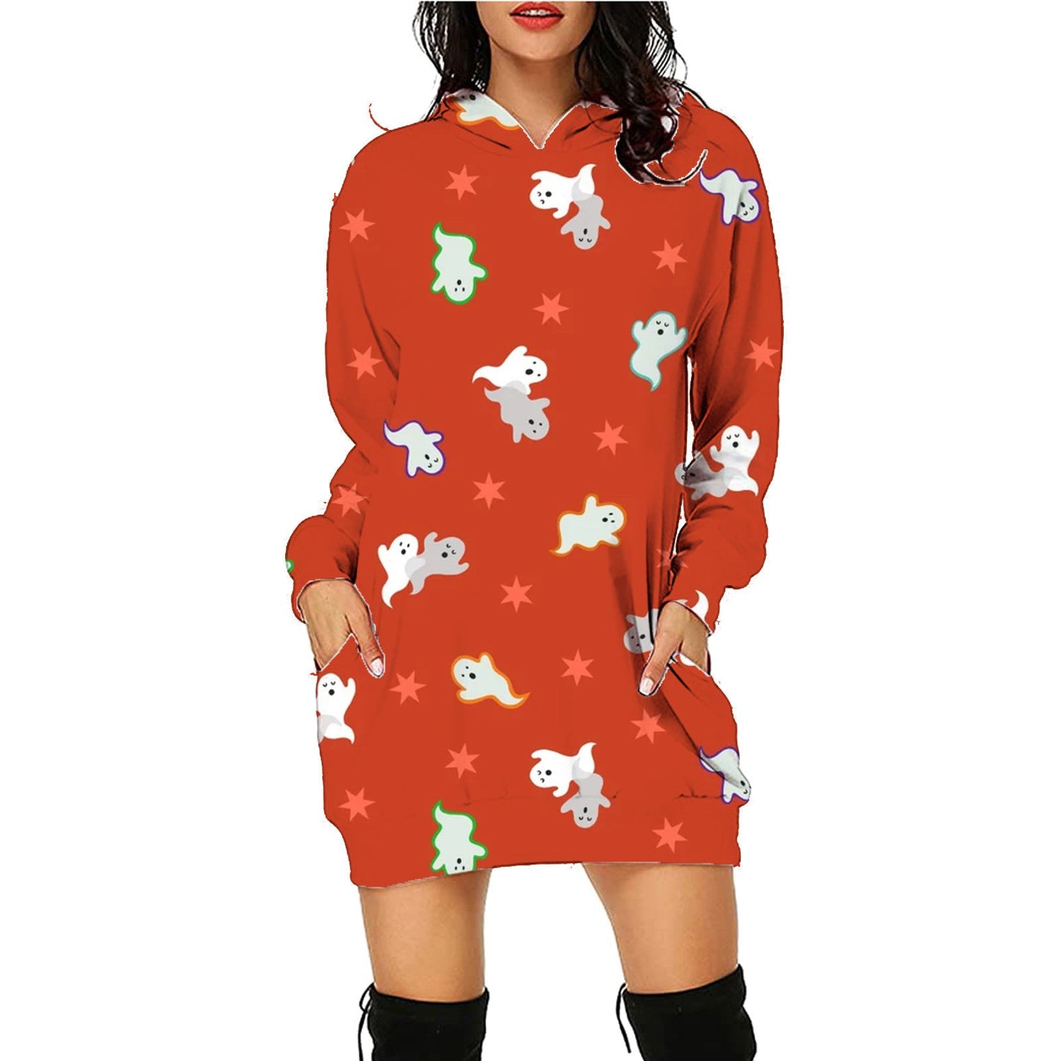 Halloween Print Long Hoodie With Pockets Sweater Long Sleeve Clothes Women Limorista