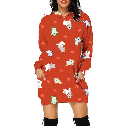 Halloween Print Long Hoodie With Pockets Sweater Long Sleeve Clothes Women Limorista