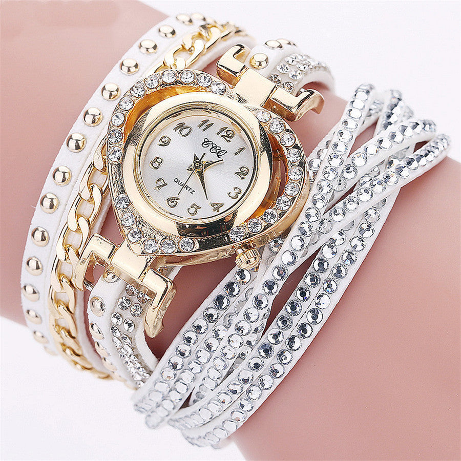 Ladies Round Diamond Love Dial Bracelet Watch Limorista
