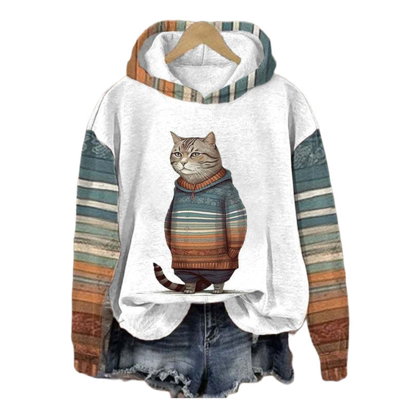 Halloween Animal Print Drop-shoulder Long-sleeve Women&