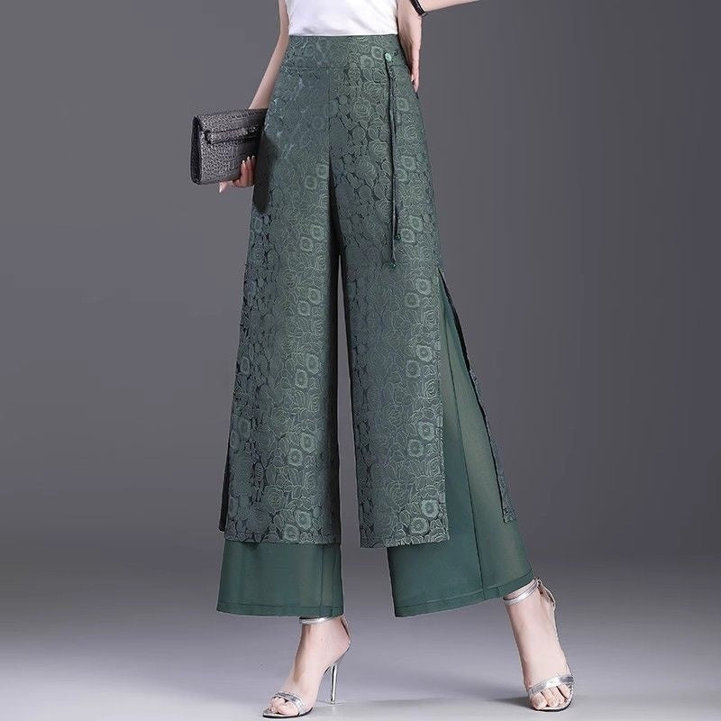 Chinese Style Split Pants Thin High Waist Loose Limorista