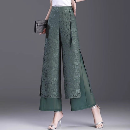 Chinese Style Split Pants Thin High Waist Loose Limorista
