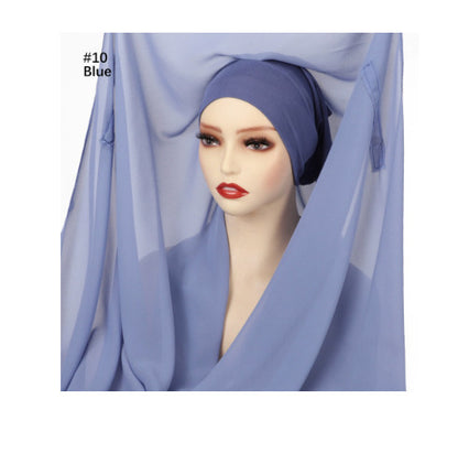 Lazy Chiffon Convenient Headscarf Magnetic Buckle Fixed Anti-drop Solid Color Limorista