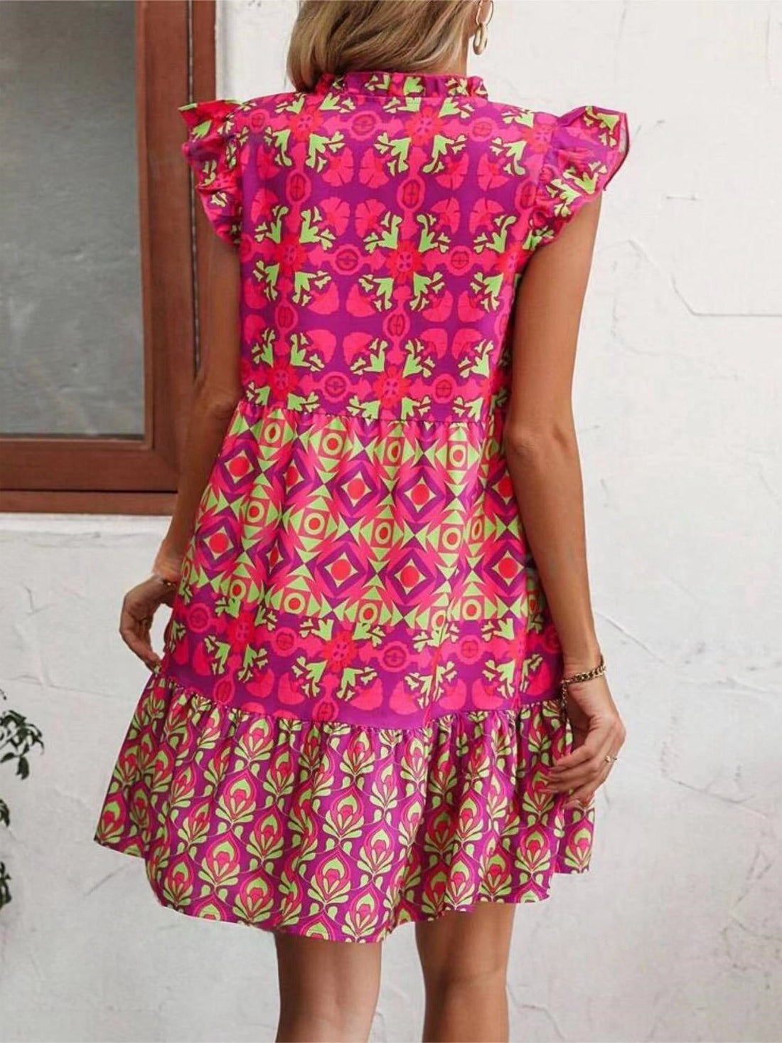 Printed Sleeveless Dress Summer Fashion V-Neck Lace-up Straight Dresses For Womens Clothing Limorista