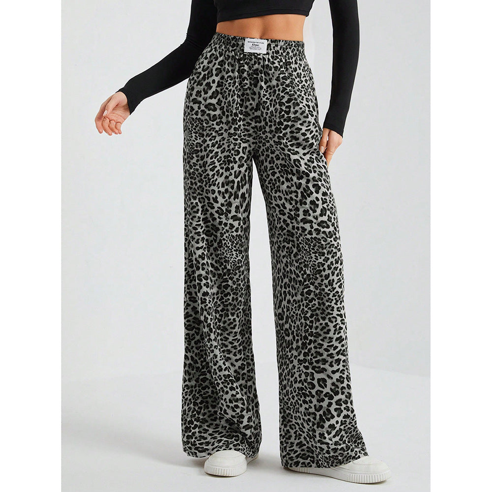 Leopard Print Floral Print Casual Jumpsuit Wide Leg Loose Limorista