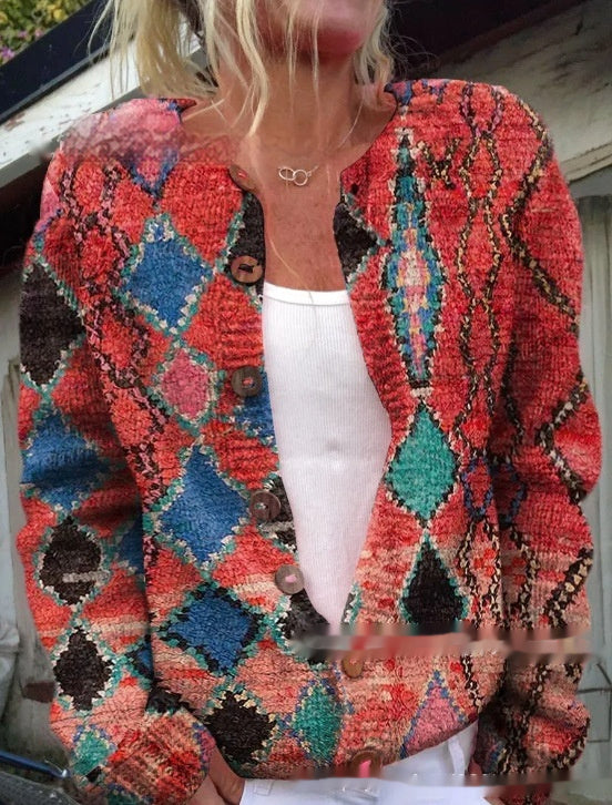 Printed Casual Cloak Coat Cardigan Sweater Limorista