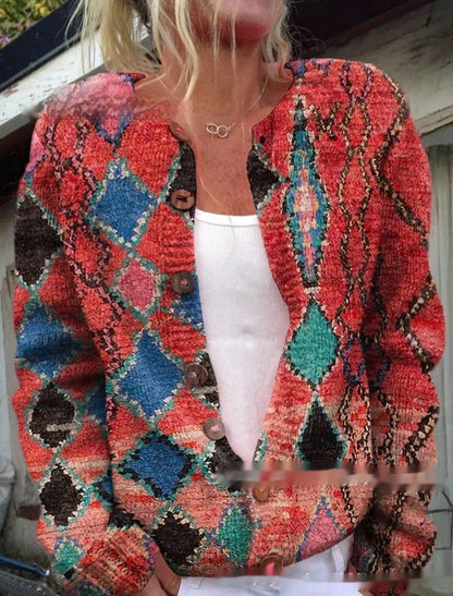Printed Casual Cloak Coat Cardigan Sweater Limorista