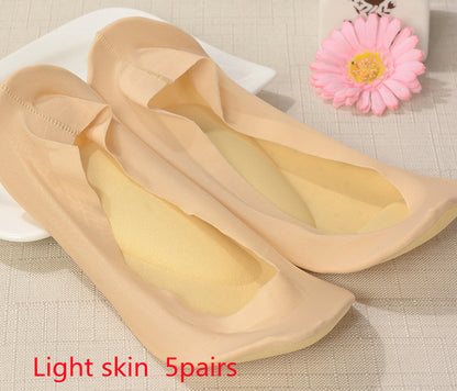 3D Arch Foot Massage Health Care Women Summer Socks Ice Silk Socks Shallow Mouth Silica Gel Invisible Slippers Feet Care Limorista