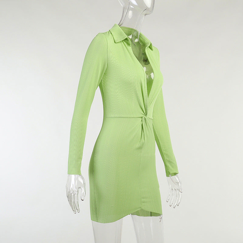 Fashionable Sexy New L-neck Twisted Sexy Tight-fitting Dress Limorista