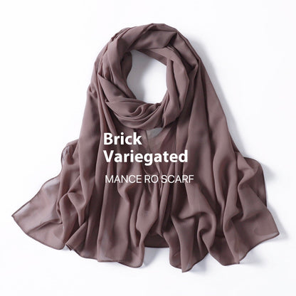 Pure Color Pearl Chiffon Scarf Headcloth Veil Chiffon Scarf Limorista
