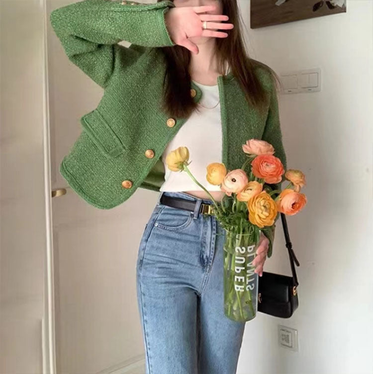 High-grade Green Classic Style French Jacket Limorista